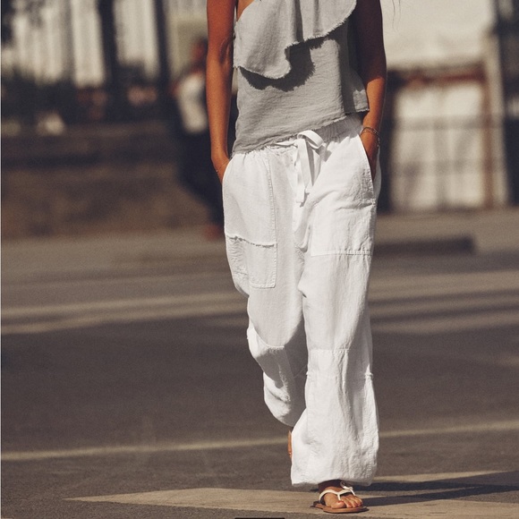 ZARA NWT LINEN BLEND CARGOS PANTS - Picture 6 of 11